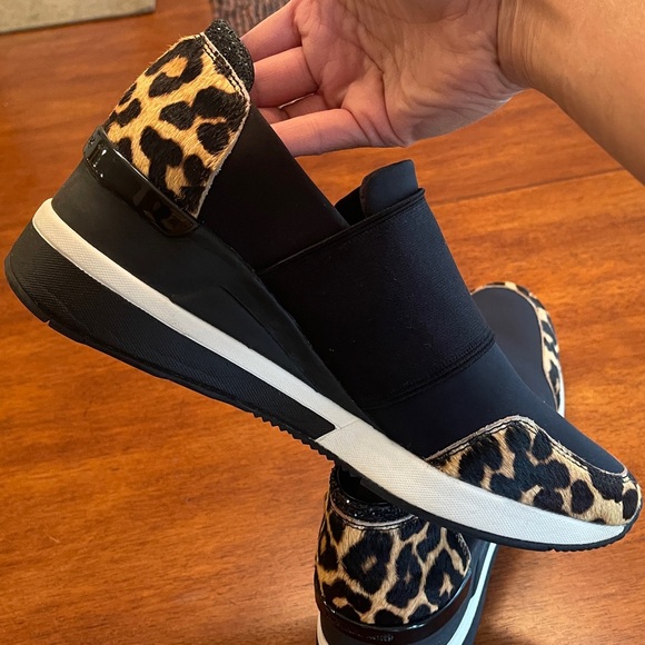 Michael Michael Kors Womens Felix Trainer Low Top Slip On, Black/Leopard - Picture 4 of 14